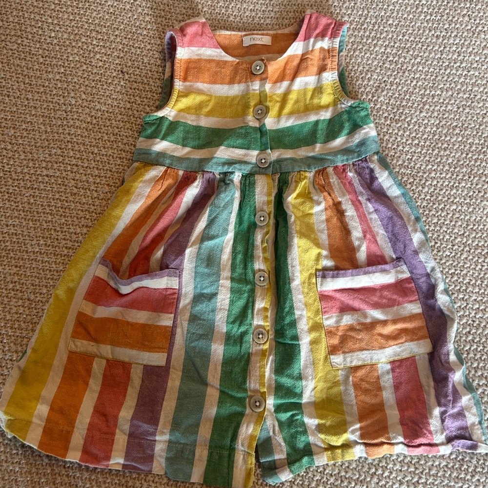 Next Rainbow Striped Dress with Pockets